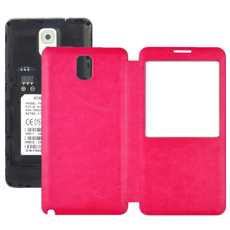 For Galaxy Note III / N9000 Crazy Horse Texture Flip Leather Case + Plastic  Back Cover with Call Display ID