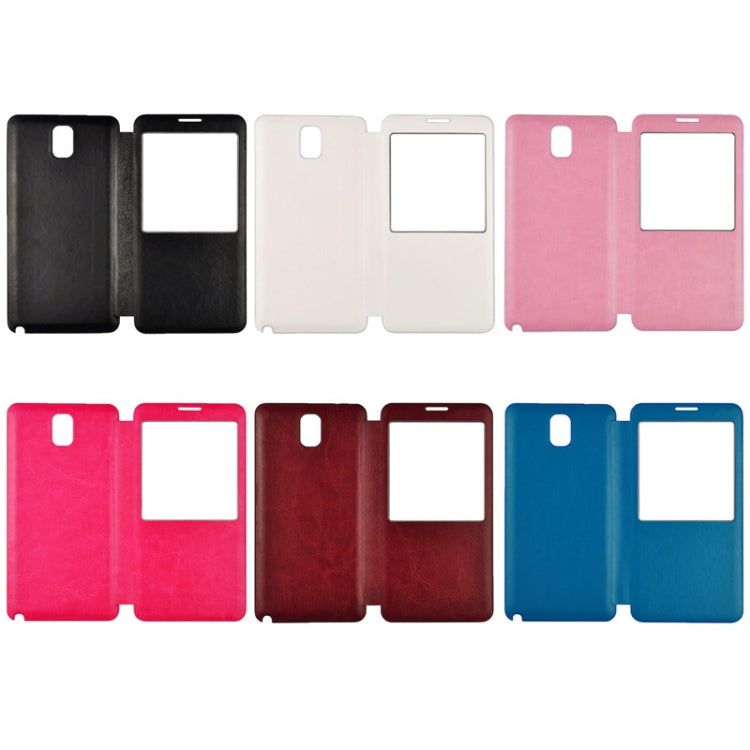 For Galaxy Note III / N9000 Crazy Horse Texture Flip Leather Case + Plastic  Back Cover with Call Display ID