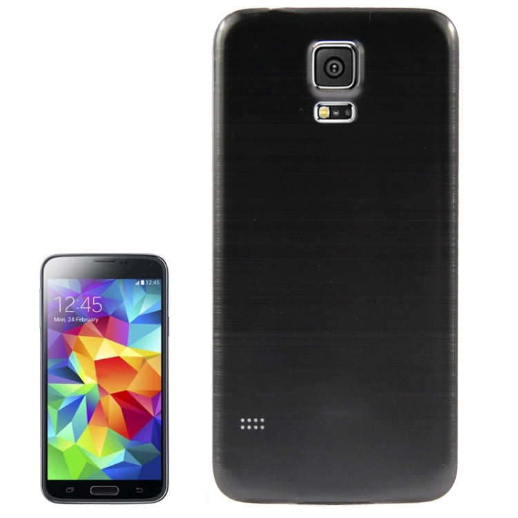 For Galaxy S5 / G900 with Word Metallic + Plastic Combination Battery Cover with White Edge