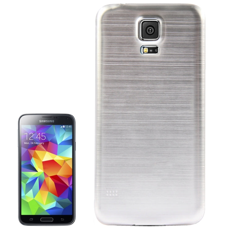 For Galaxy S5 / G900 with Word Metallic + Plastic Combination Battery Cover with White Edge