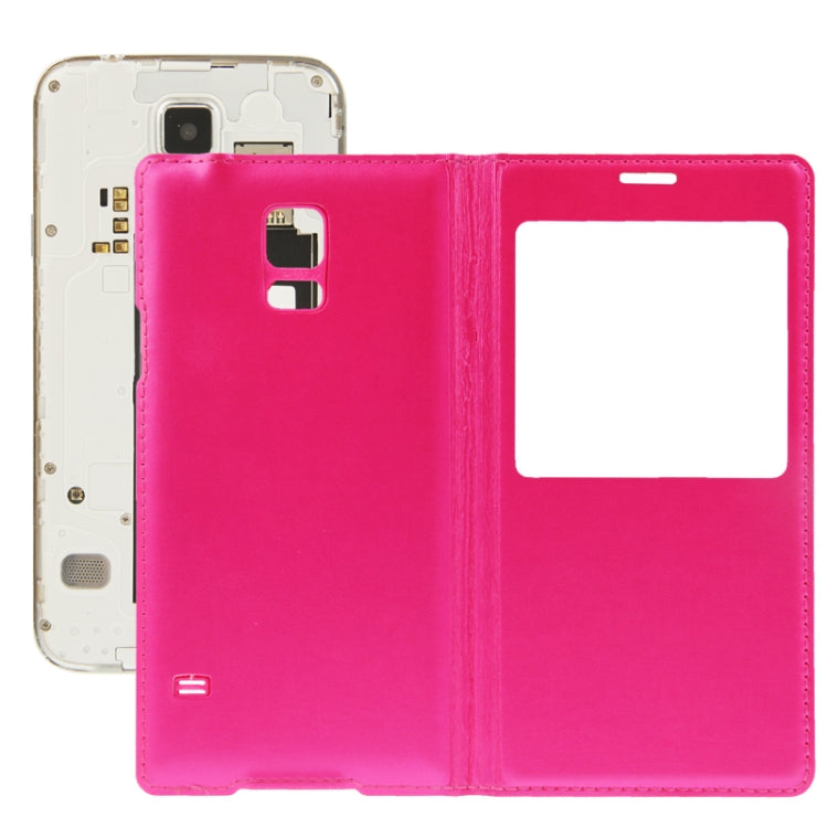 For Galaxy S5 / G900 Flip Leather Case + Plastic  Back Cover with Call Display ID (Magenta)