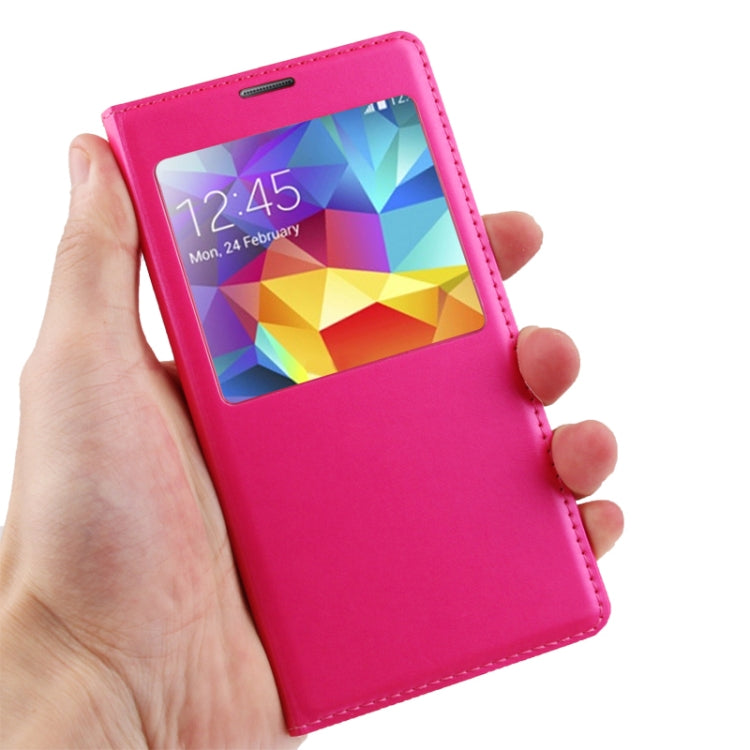 For Galaxy S5 / G900 Flip Leather Case + Plastic  Back Cover with Call Display ID (Magenta)