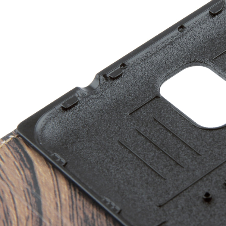 For Galaxy Note III / N9000 Wood Texture Flip Leather Case + Plastic  Back Cover with Call Display ID & Sleep / Wake up Function