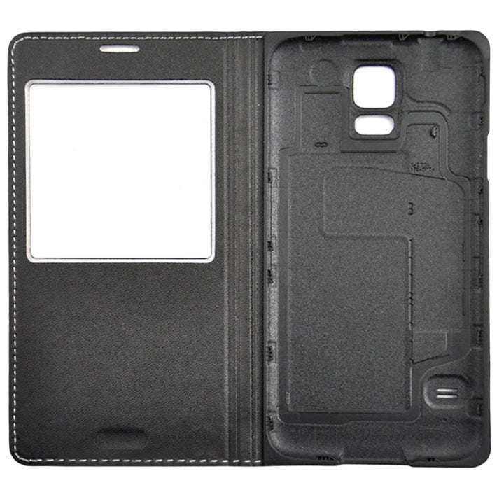 For Galaxy S5 / G900 Grid Texture Flip Leather Case + Plastic  Back Cover with Call Display ID
