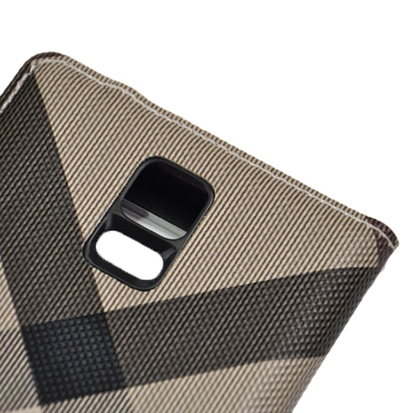 For Galaxy S5 / G900 Grid Texture Flip Leather Case + Plastic  Back Cover with Call Display ID
