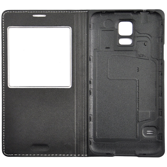 For Galaxy S5 / G900 Grid Texture Flip Leather Case + Plastic  Back Cover with Call Display ID