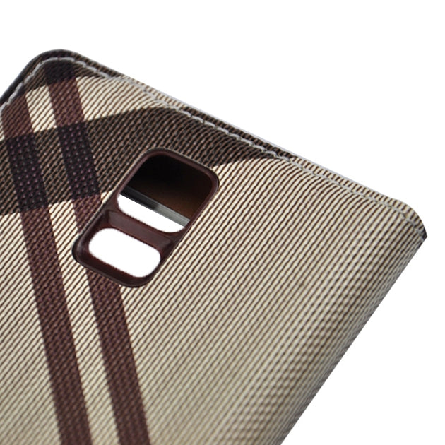 For Galaxy S5 / G900 Grid Texture Flip Leather Case + Plastic  Back Cover with Call Display ID