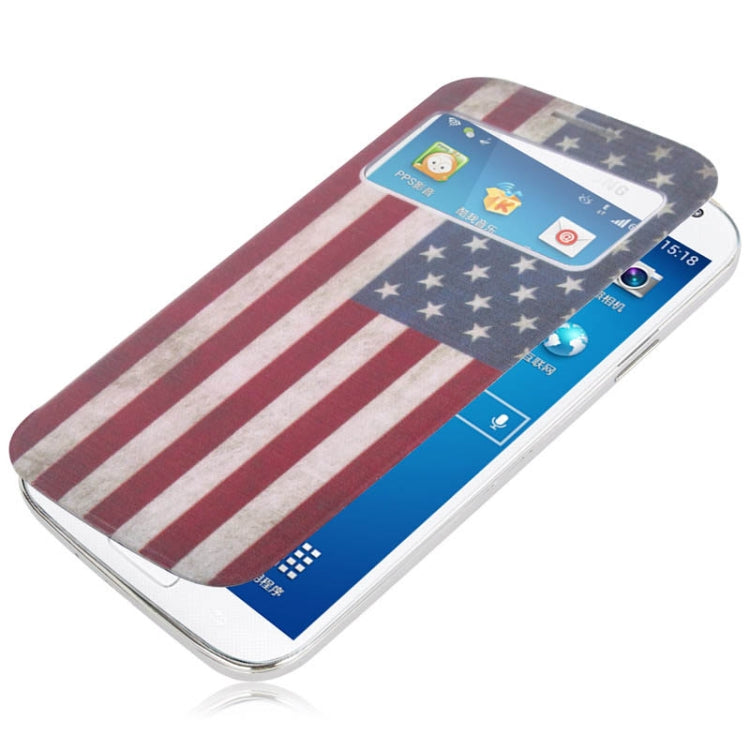 For Galaxy S IV mini / i9190 Retro American Flag Pattern Call Display Flip Leather Case + Plastic  Back Cover with Sleep / Wake-up Function