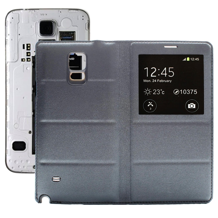 For Galaxy Note 4 Horizontal Flip Leather Case + Plastic  Back Cover with Call Display ID