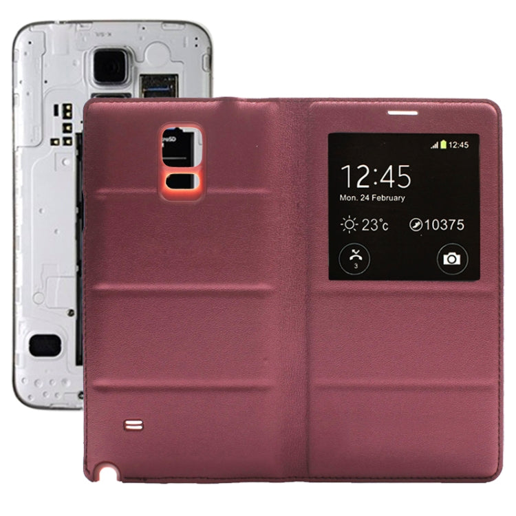 For Galaxy Note 4 Horizontal Flip Leather Case + Plastic  Back Cover with Call Display ID