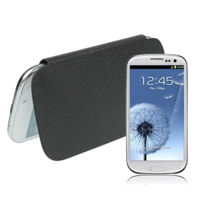 For Galaxy SIII / i9300 Litchi Texture (Front + Back)  Battery Cover (Black)