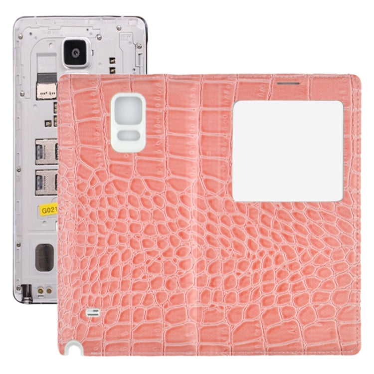 For Galaxy Note 4 Horizontal Flip Leather Case + Plastic  Back Cover with Call Display ID