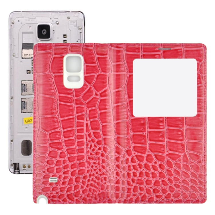 For Galaxy Note 4 Horizontal Flip Leather Case + Plastic  Back Cover with Call Display ID