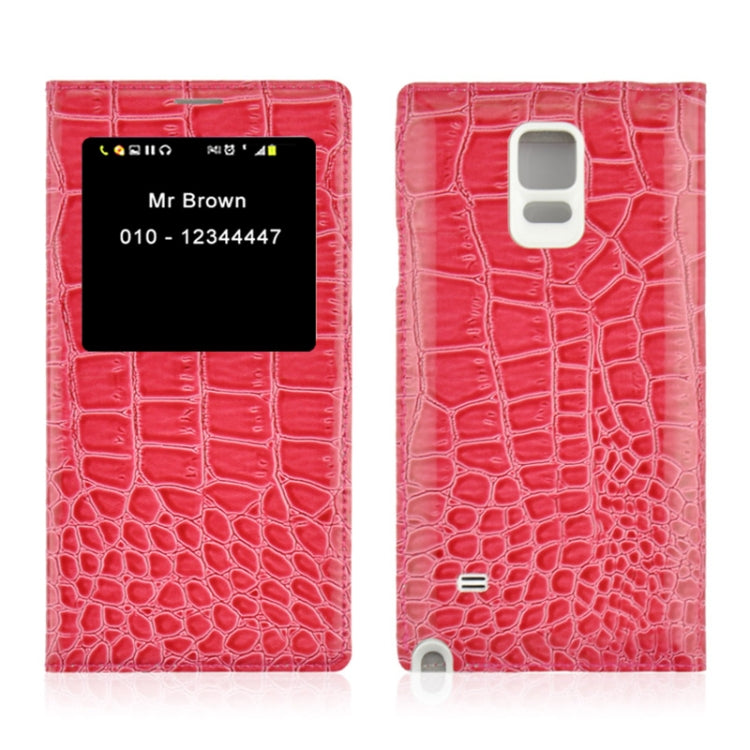 For Galaxy Note 4 Horizontal Flip Leather Case + Plastic  Back Cover with Call Display ID