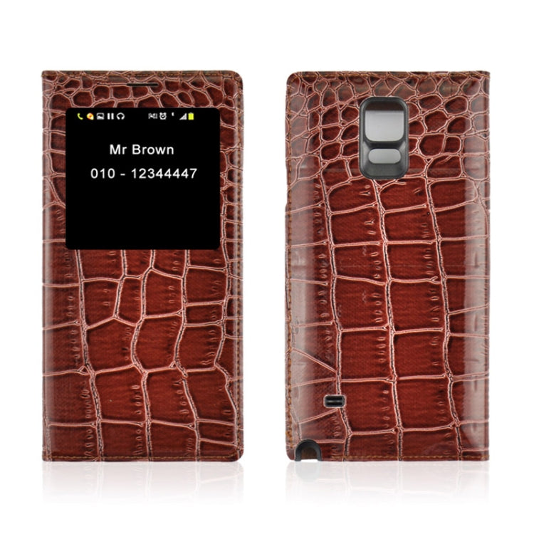 For Galaxy Note 4 Horizontal Flip Leather Case + Plastic  Back Cover with Call Display ID