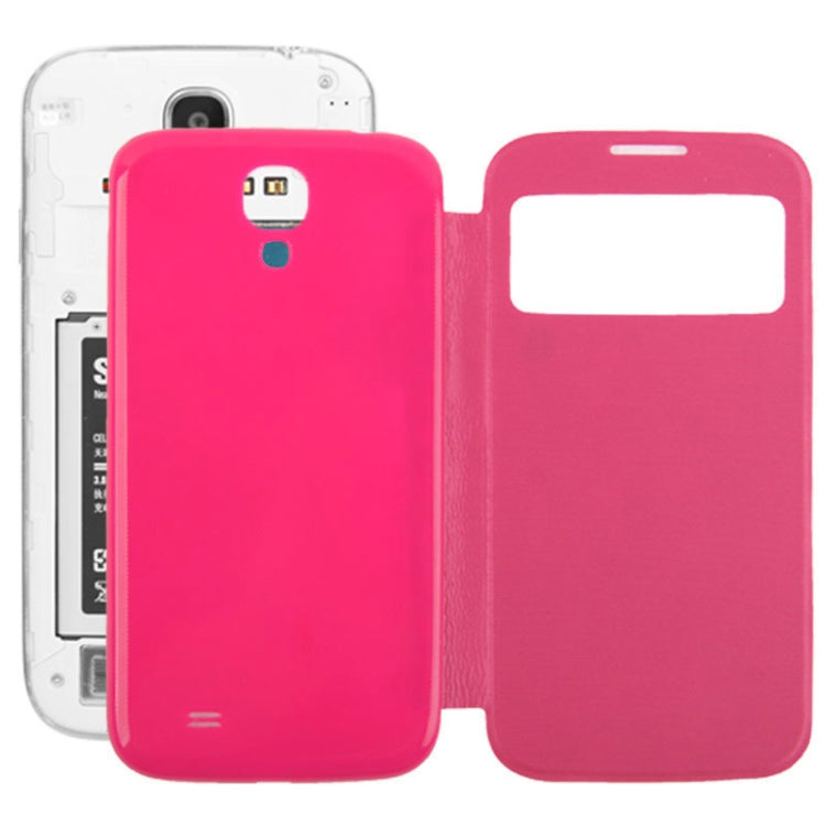 For Galaxy S IV / i9500 Brushed Texture Call Display Flip Leather Case + Plastic  Back Cover