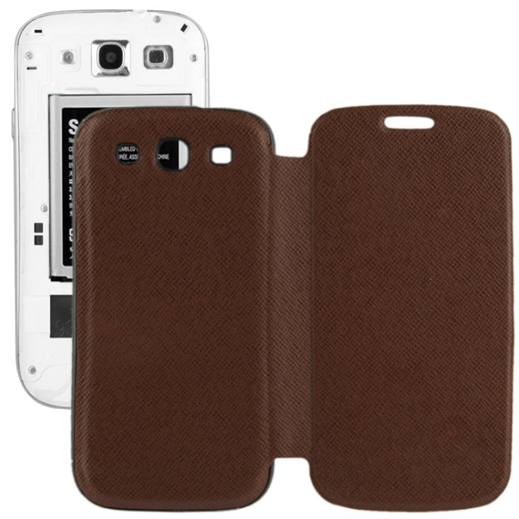 For Galaxy S III / i9300 Cross Texture  Back Cover with Flip Leather Case