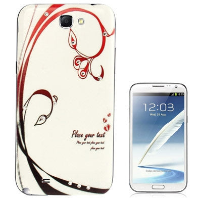 For Galaxy Note II / N7100 Illustration Style Diamond Plastic Material  Back Cover (Budding Flower Vine Pattern)