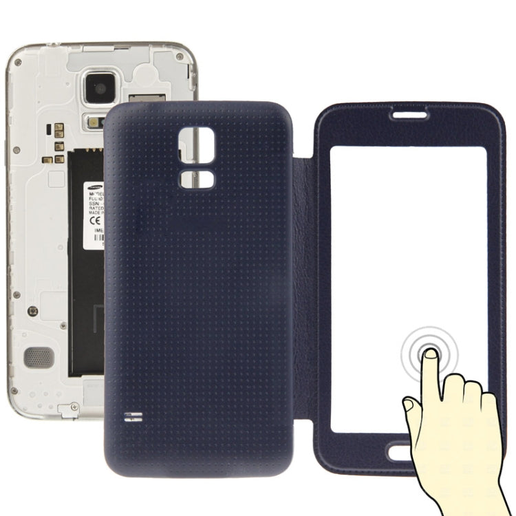 For Galaxy S5 / G900 Transparent Window Design Flip Leather Case  Back Cover with Call Display ID