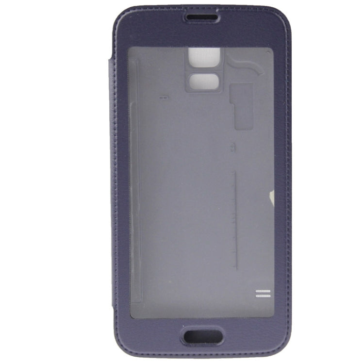 For Galaxy S5 / G900 Transparent Window Design Flip Leather Case  Back Cover with Call Display ID