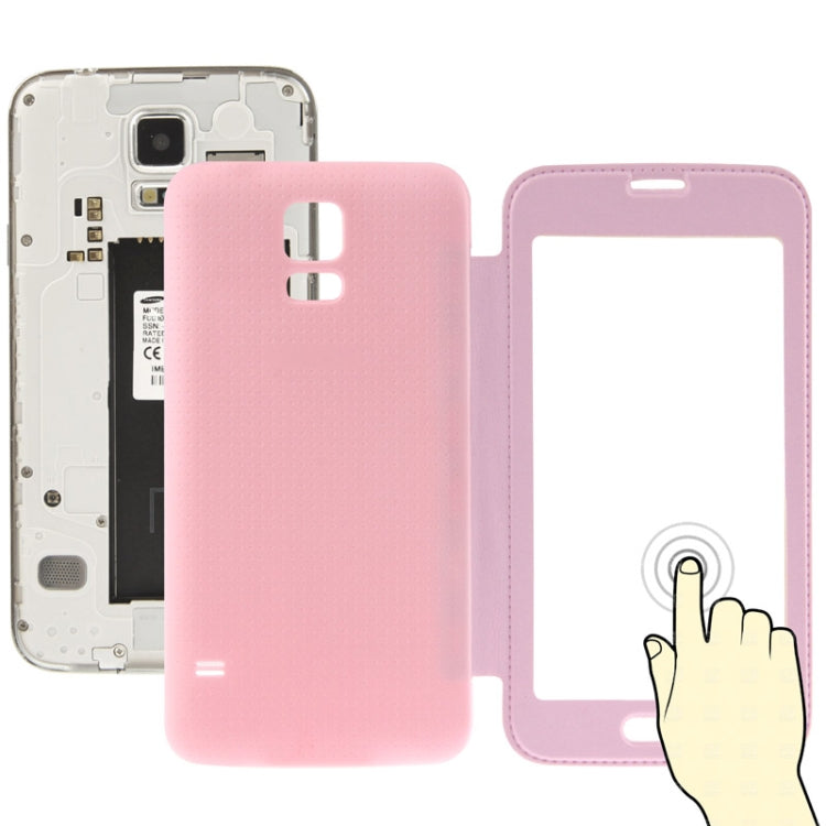 For Galaxy S5 / G900 Transparent Window Design Flip Leather Case  Back Cover with Call Display ID