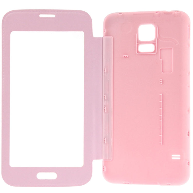 For Galaxy S5 / G900 Transparent Window Design Flip Leather Case  Back Cover with Call Display ID