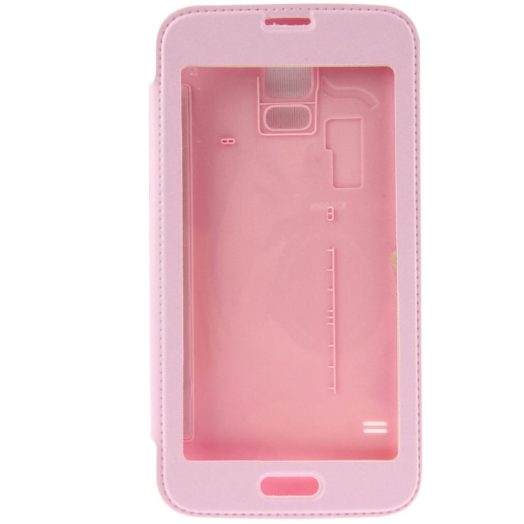 For Galaxy S5 / G900 Transparent Window Design Flip Leather Case  Back Cover with Call Display ID