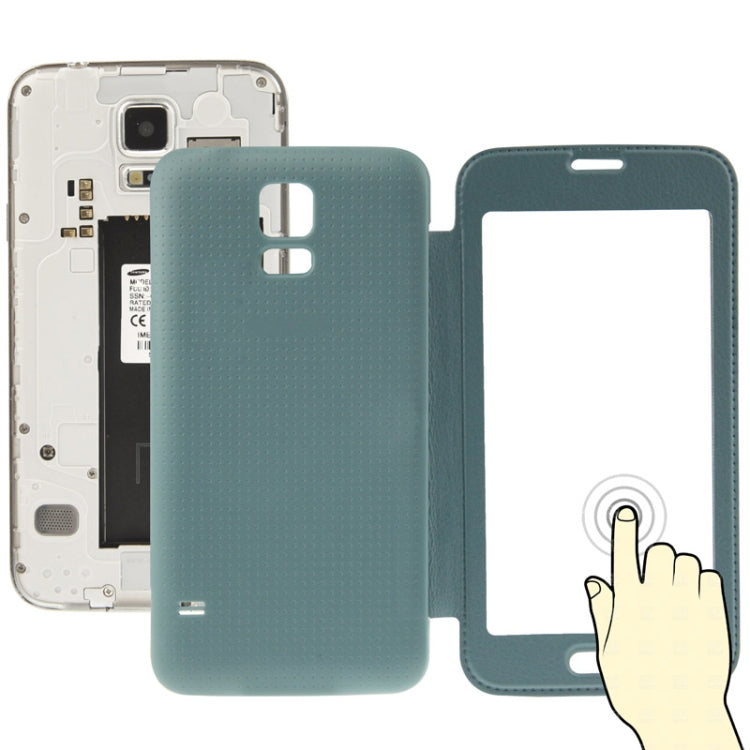 For Galaxy S5 / G900 Transparent Window Design Flip Leather Case  Back Cover with Call Display ID