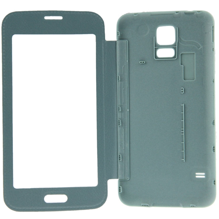 For Galaxy S5 / G900 Transparent Window Design Flip Leather Case  Back Cover with Call Display ID