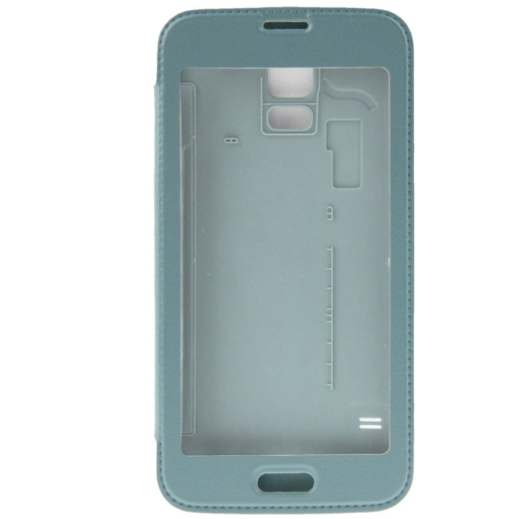 For Galaxy S5 / G900 Transparent Window Design Flip Leather Case  Back Cover with Call Display ID