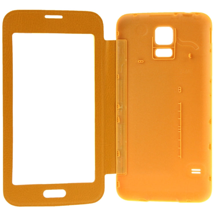 For Galaxy S5 / G900 Transparent Window Design Flip Leather Case  Back Cover with Call Display ID