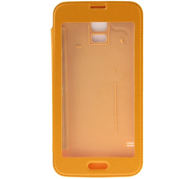 For Galaxy S5 / G900 Transparent Window Design Flip Leather Case  Back Cover with Call Display ID