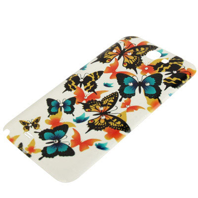 For Galaxy Note II / N7100 Illustration Style Diamond Plastic Material  Back Cover (Butterfly Pattern)