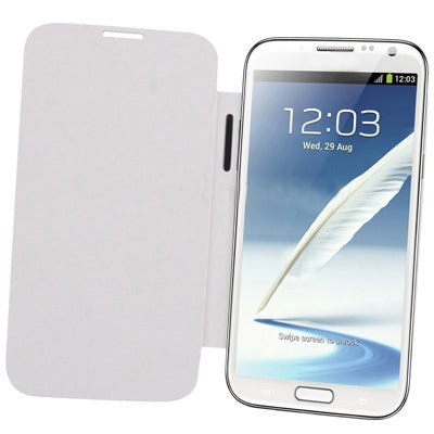 For Galaxy Note II / N7100 Fashion Pattern Classic Grid Style Paste Skin  Battery Cover + Flip Leather Case (White)