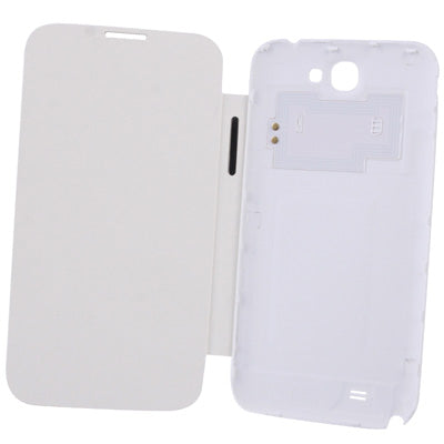 For Galaxy Note II / N7100 Fashion Pattern Classic Grid Style Paste Skin  Battery Cover + Flip Leather Case (White)