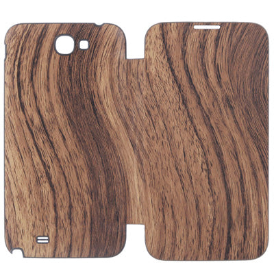 For Galaxy Note II / N7100 Wooden Texture Paste Skin  Battery Cover + Flip Leather Case