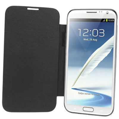 For Galaxy Note II / N7100 Litchi Texture Flip Leather Case + Metal Brushed  Battery Cover (Black)