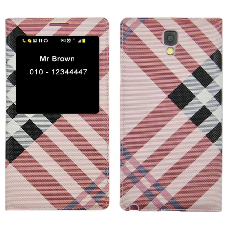 For Galaxy Note 3 Neo / N7505 Plaid Pattern Flip Leather Case + Plastic  Back Cover with Call Display ID