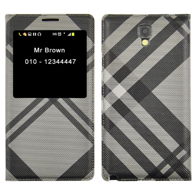 For Galaxy Note 3 Neo / N7505 Plaid Pattern Flip Leather Case + Plastic  Back Cover with Call Display ID