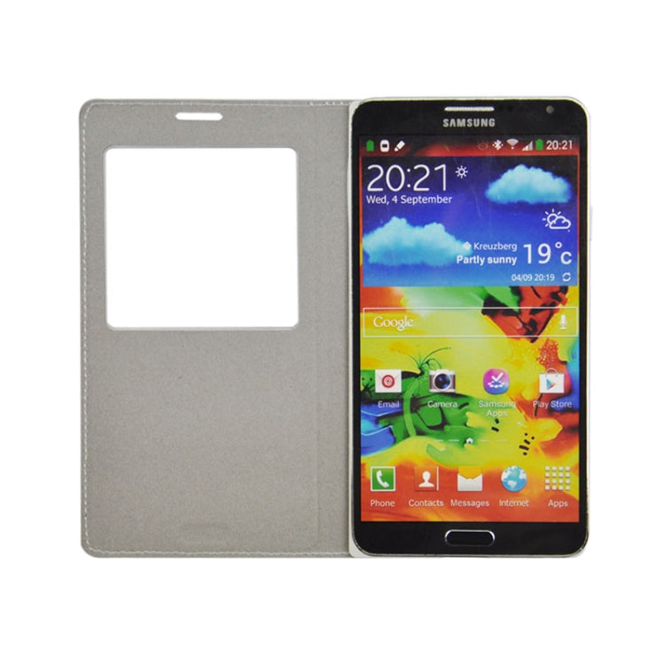 For Galaxy Note 3 Neo / N7505 Plaid Pattern Flip Leather Case + Plastic  Back Cover with Call Display ID