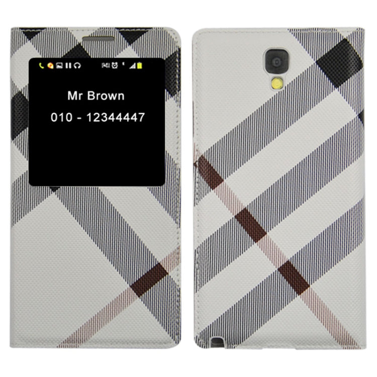 For Galaxy Note 3 Neo / N7505 Plaid Pattern Flip Leather Case + Plastic  Back Cover with Call Display ID