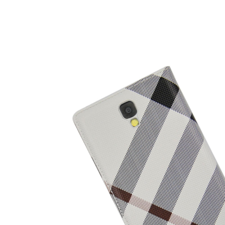 For Galaxy Note 3 Neo / N7505 Plaid Pattern Flip Leather Case + Plastic  Back Cover with Call Display ID