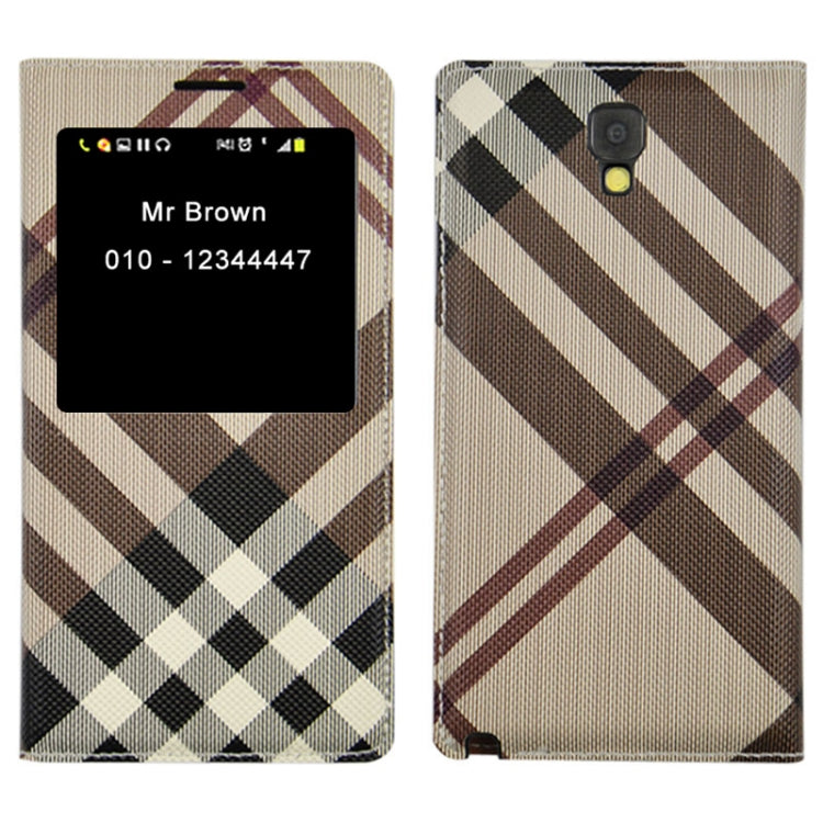 For Galaxy Note 3 Neo / N7505 Plaid Pattern Flip Leather Case + Plastic  Back Cover with Call Display ID