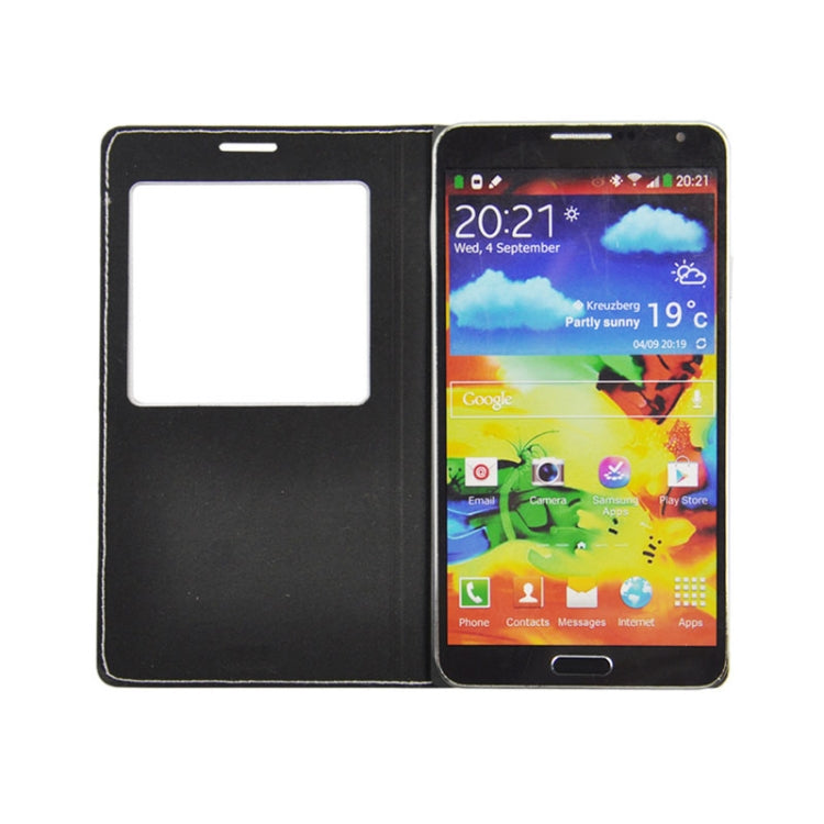 For Galaxy Note 3 Neo / N7505 Plaid Pattern Flip Leather Case + Plastic  Back Cover with Call Display ID