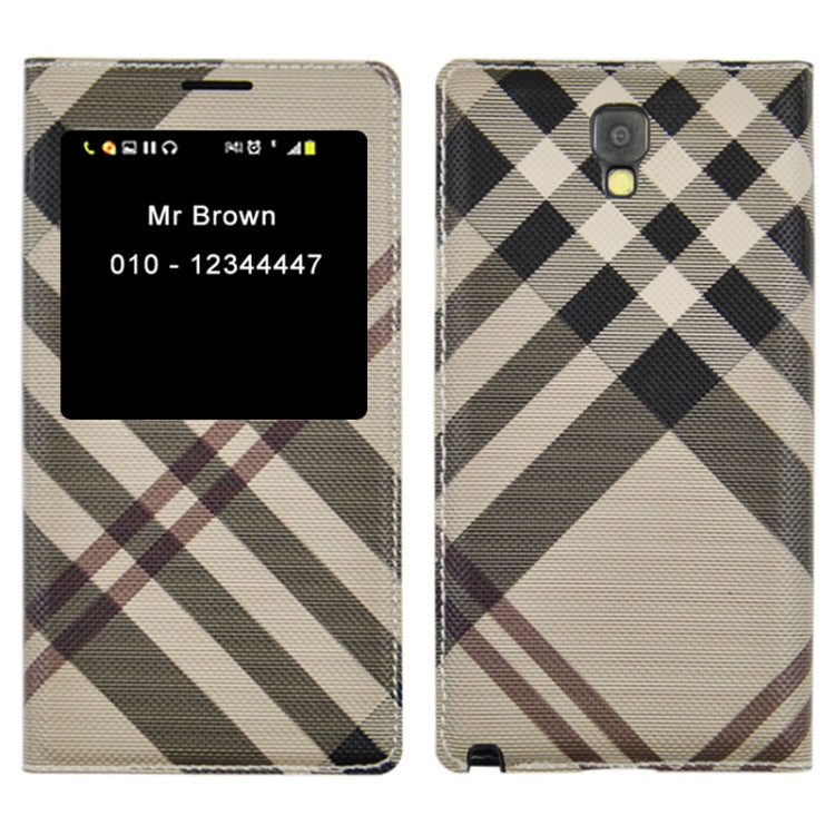 For Galaxy Note 3 Neo / N7505 Plaid Pattern Flip Leather Case + Plastic  Back Cover with Call Display ID