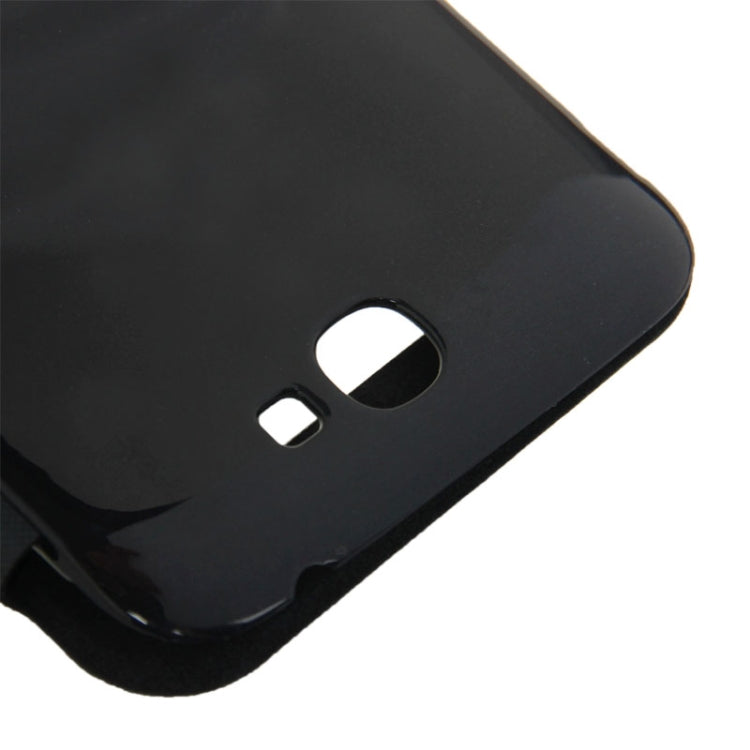 For Galaxy Note II / N7100 Cloth Texture  Back Cover with Flip Leather Case with Call Display ID