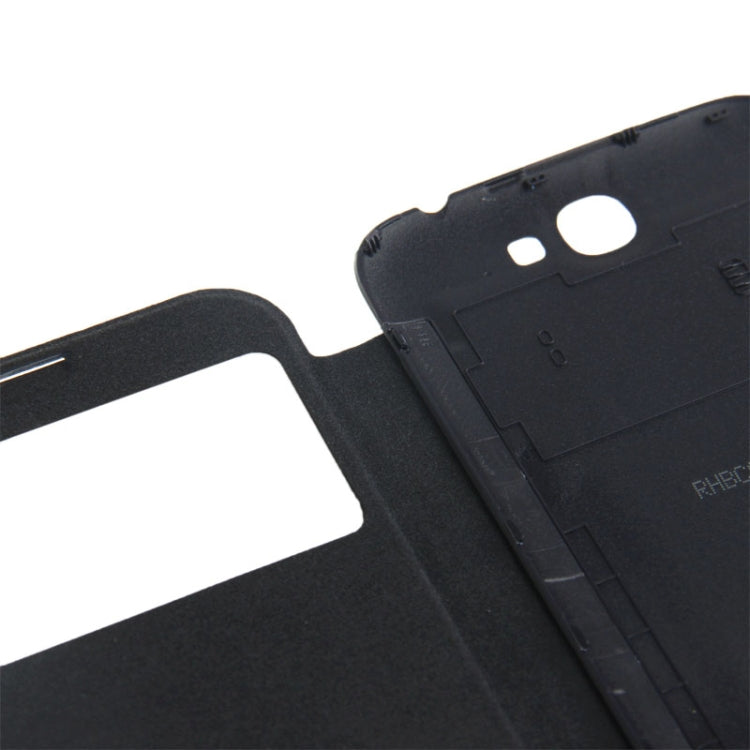 For Galaxy Note II / N7100 Cloth Texture  Back Cover with Flip Leather Case with Call Display ID