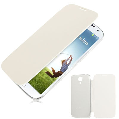 For Galaxy S IV / i9500 Metallic Brushed  Battery Cover with Litchi Texture Flip Leather Case (White)