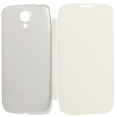 For Galaxy S IV / i9500 Metallic Brushed  Battery Cover with Litchi Texture Flip Leather Case (White)