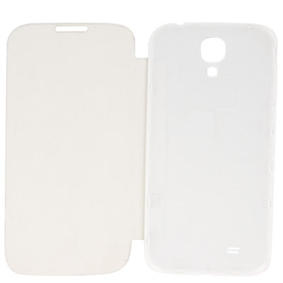 For Galaxy S IV / i9500 Metallic Brushed  Battery Cover with Litchi Texture Flip Leather Case (White)